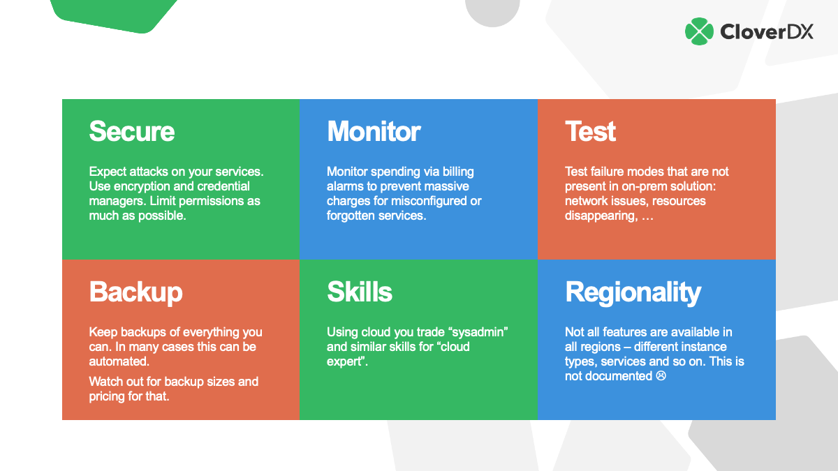 Considerations before moving to cloud