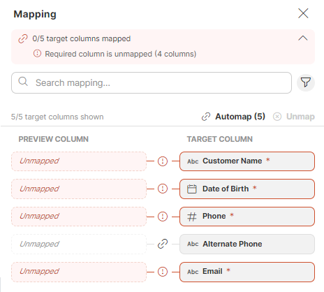 wrangler - target-mapping-detail