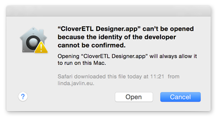 CloverDX Designer on Mac OS X Mavericks (Yosemite,...) and Gatekeeper Issue