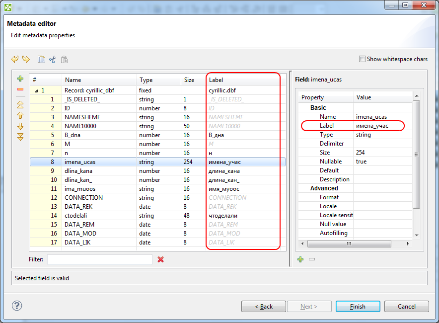 Metadata Field Labels