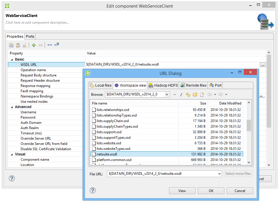 Setting up WSDL URL for getting data from NetSuite