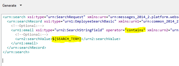 Creating right XML request for getting data from NetSuite