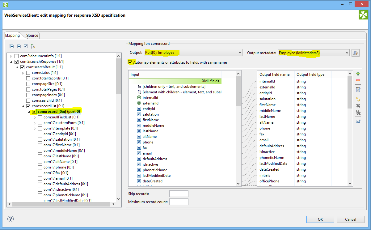 WebServiceClient auto mapping NetSuite API response