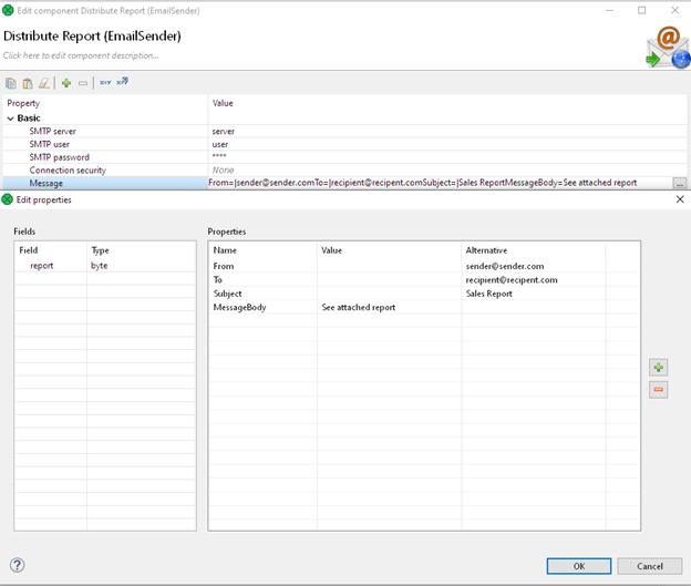 Configuration of EmailSender to send email with binary attachment