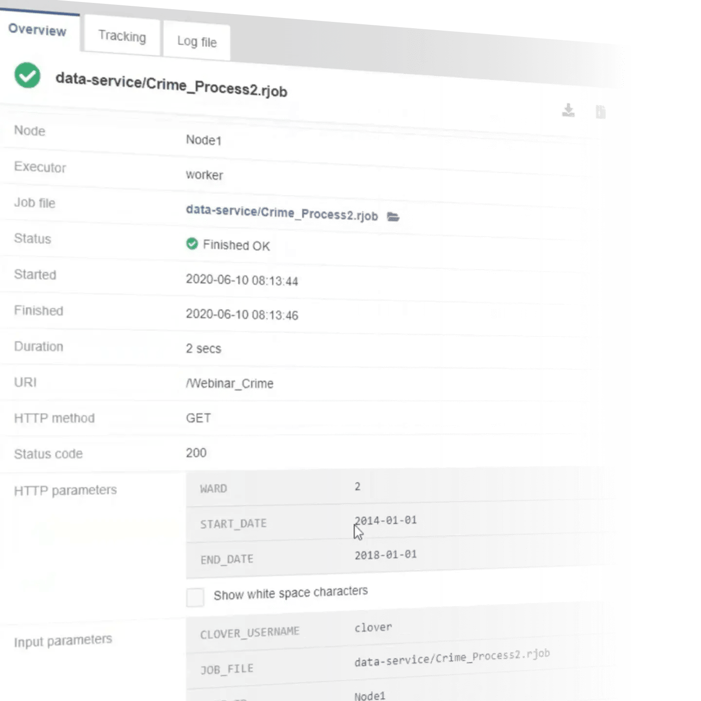 CloverDX data services execution history
