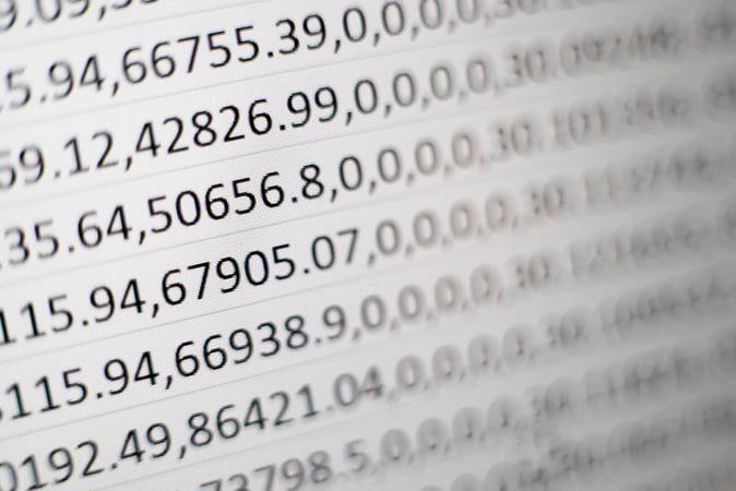 Digits on a computer screen signifying manual data processing
